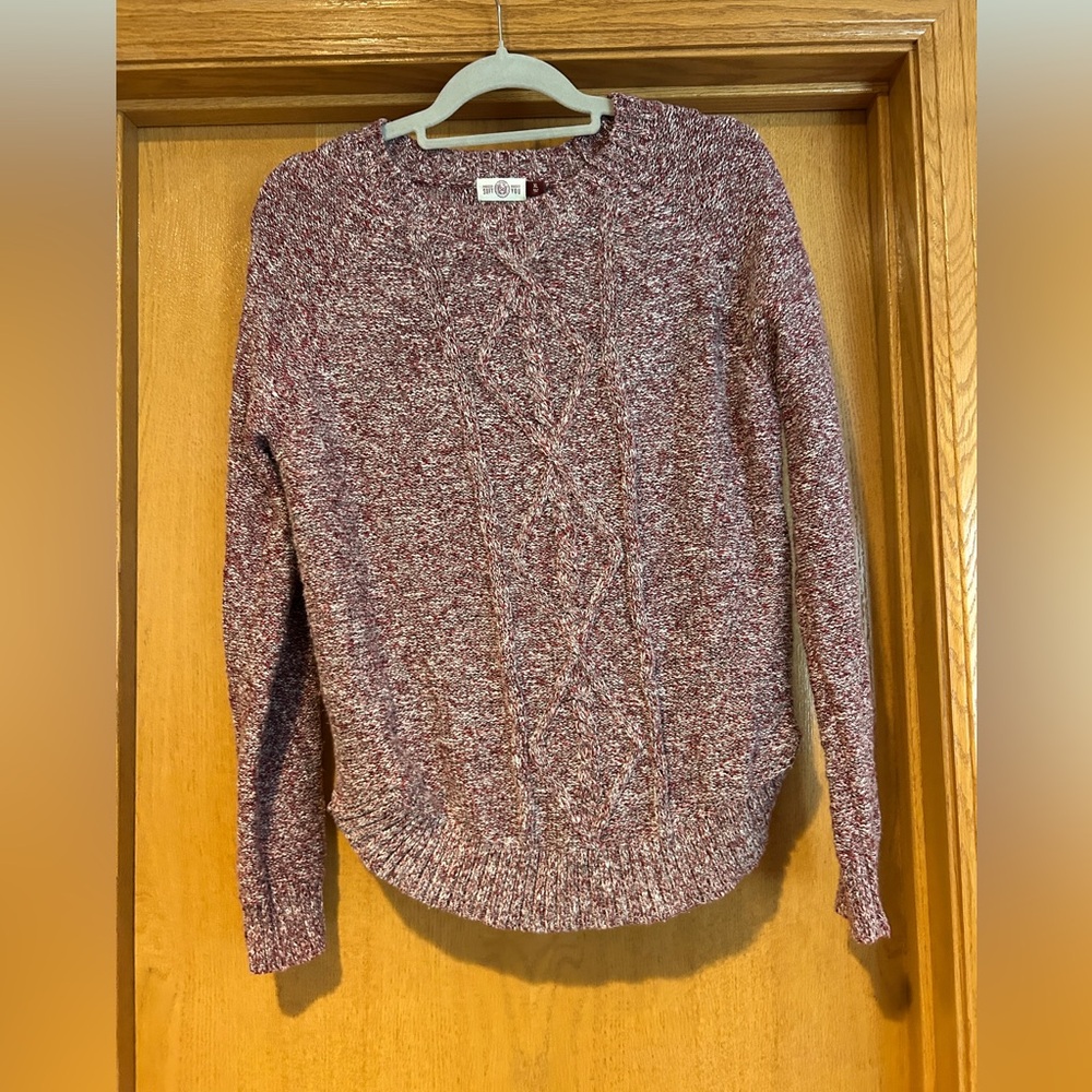 SO Women's Textured Knit Sweater - Maroon Mix
